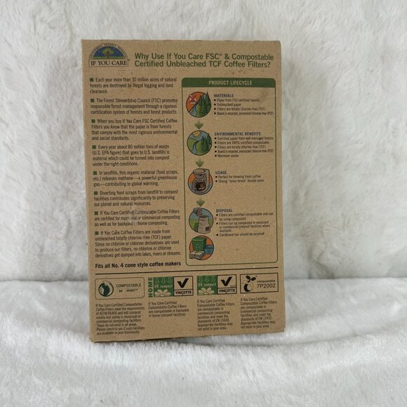 If You Care FSC Certified Compostable Coffee Filters No. 4 Size 100 Count Sealed - Picture 2 of 4